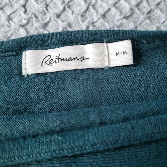 Reitmans Turquoise Partly Off Shoulder Blouse Sinching - Picture 3 of 4